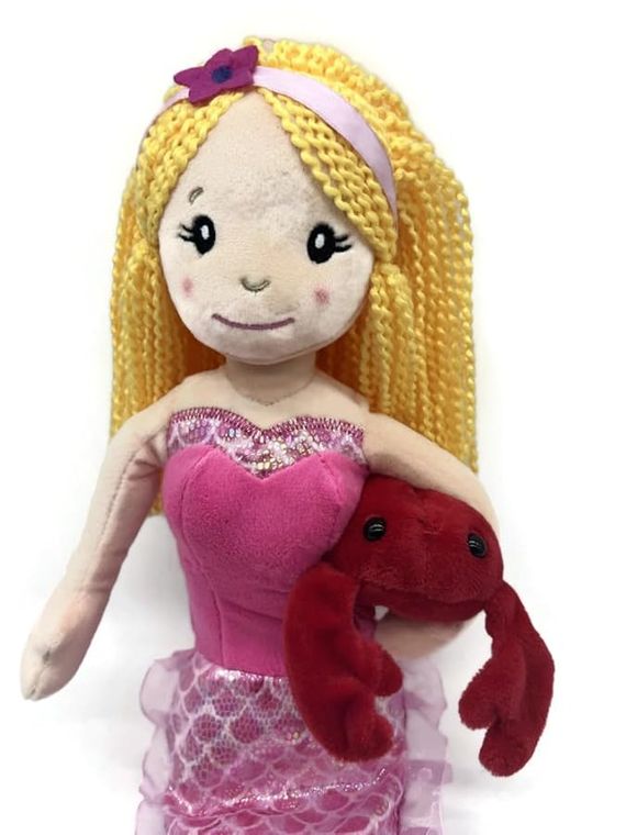 Mermaid Doll with Crab Stuffed Animal- Great Gifts for Girls, Plush Doll Mermaid with Crab Plush Toy- (Blonde) by Zoologee, view 3
