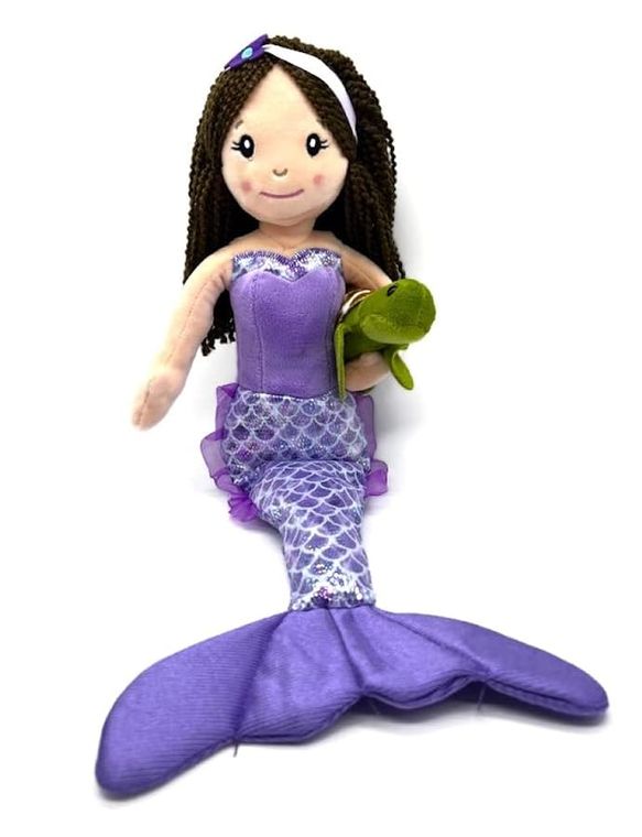 Mermaid Doll with Sea Turtle Stuffed Animal- Great Gifts for Girls, Mermaid Plush Doll with Turtle Plush Toy, (Brunette) by Zoologee, view 2