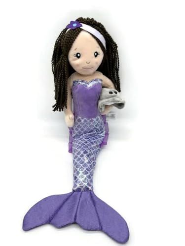 Mermaid Doll with Stingray Stuffed Animal- Great Gifts for Girls, Mermaid Plush Doll with Stingray Plush Toy, (Brunette) by Zoologee