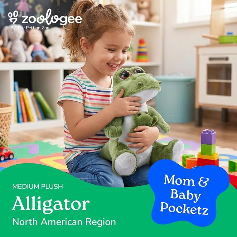 Mom Baby Alligator Stuffed Animal Plush by Zoologee, view 3