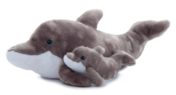 Mom Baby Dolphin Stuffed Animal Plushie, Wild Onez by Zoologee