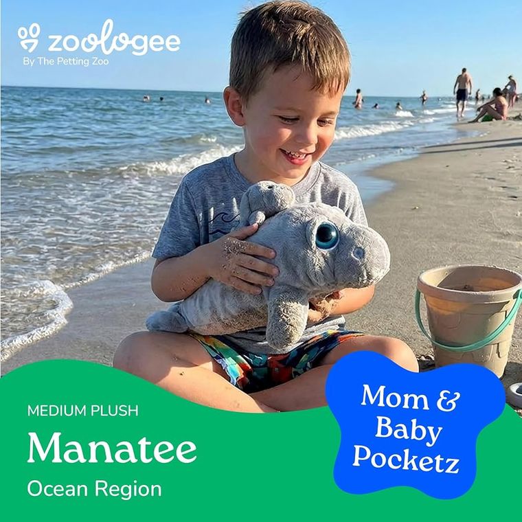 Mom Baby Manatee Stuffed Animal Plushie by Zoologee, view 3