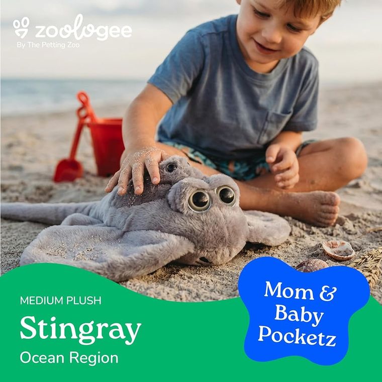 Mom Baby Stingray Stuffed Animal Plushie by Zoologee, view 3