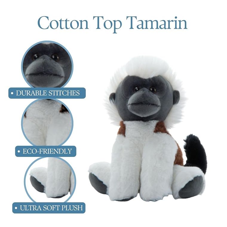 Monkey Cotton Top Tamarin Stuffed Animal, Wild Onez by Zoologee, view 2