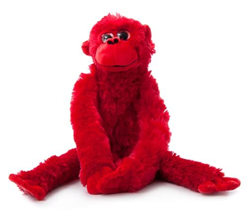 Monkey Stuffed Animals, Plush Toys for Girls and Boys, Hanging Monkey Plush Toy, Rainbow of Colors- (Red) by Zoologee