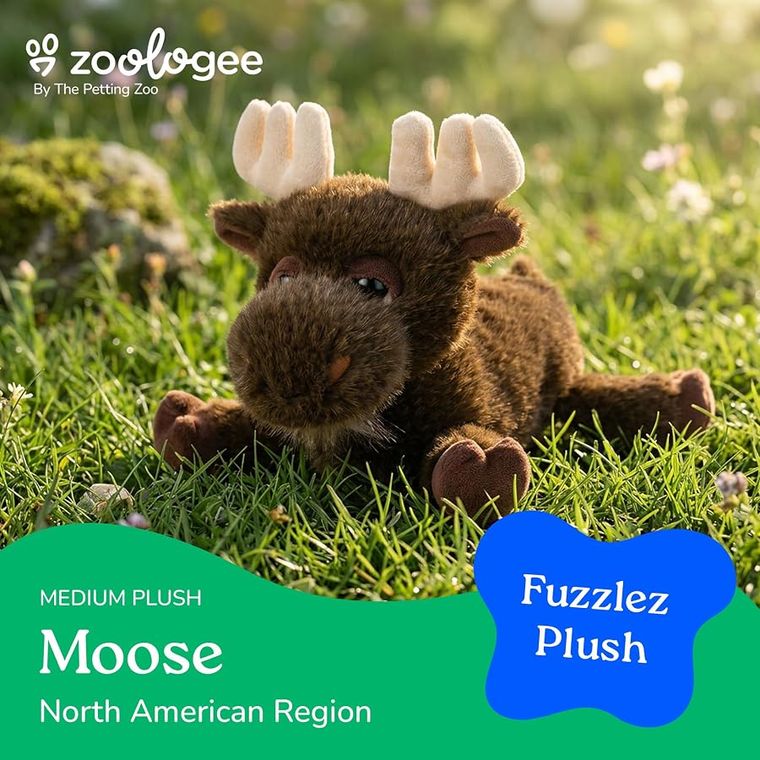 Moose Stuffed Animal Plushie, Fuzzlez by Zoologee, view 3