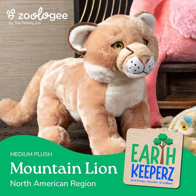 Mountain Lion Stuffed Animal Plushie by Zoologee, view 3