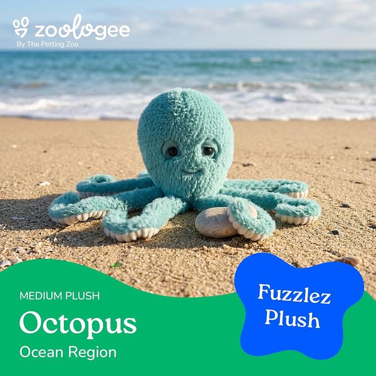 Octopus Stuffed Animal Plushie, Fuzzlez by Zoologee, view 3