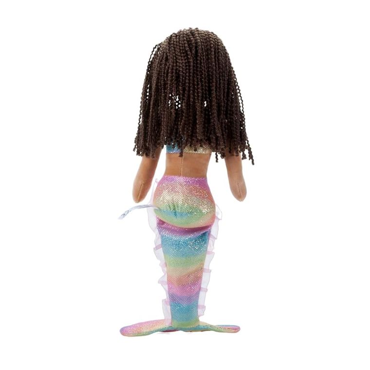 Ombrez Mermaid Doll Plushie, Gifts for Girls, Rainbow Mermaid Stuffed Animal, Dark Skin by Zoologee, view 3