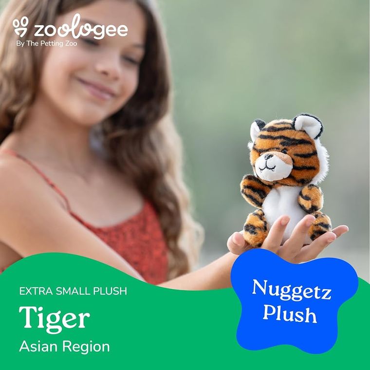Orange Striped Tiger Stuffed Animal Plushie, Nuggetz by Zoologee, view 3