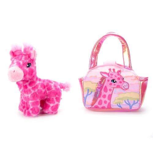 Pink Giraffe Purse Plush Set Stuffed Animal by Zoologee