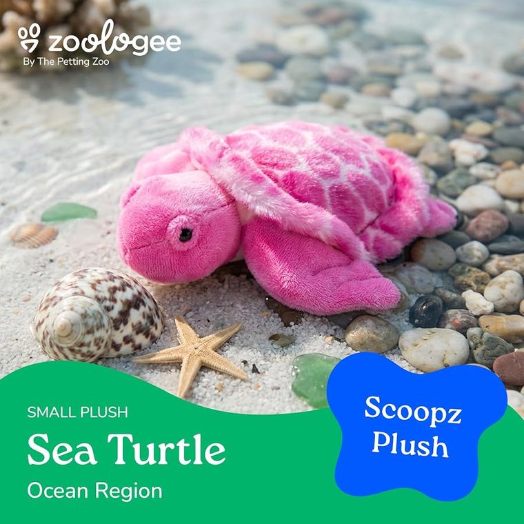 Pink Sea Turtle Stuffed Animal, Scoopz by Zoologee, view 3