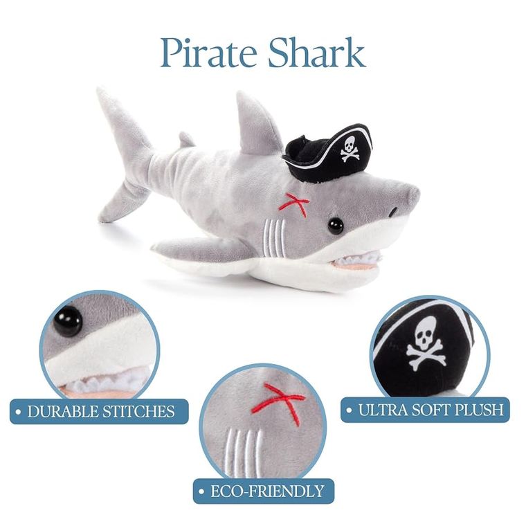 Pirate Shark Stuffed Animal Plushie by Zoologee, view 3