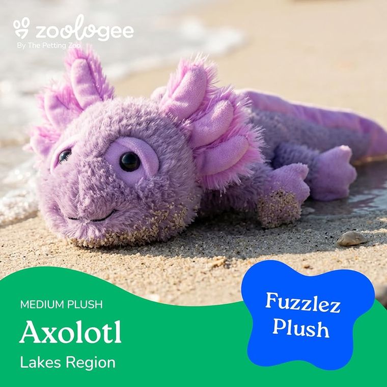 Purple Axolotl Stuffed Animal, Fuzzlez by Zoologee, view 3