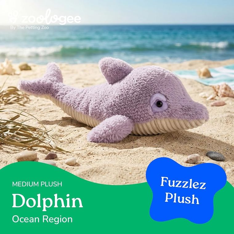 Purple Dolphin Stuffed Animal, Fuzzlez by Zoologee, view 3