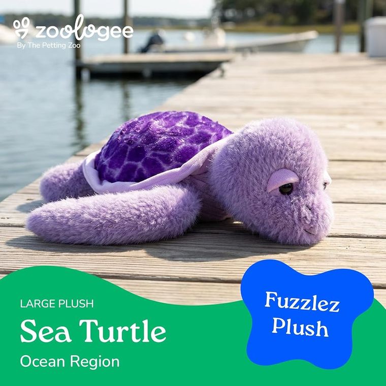 Purple Sea Turtle Stuffed Animal Plushie, Fuzzlez by Zoologee, view 3