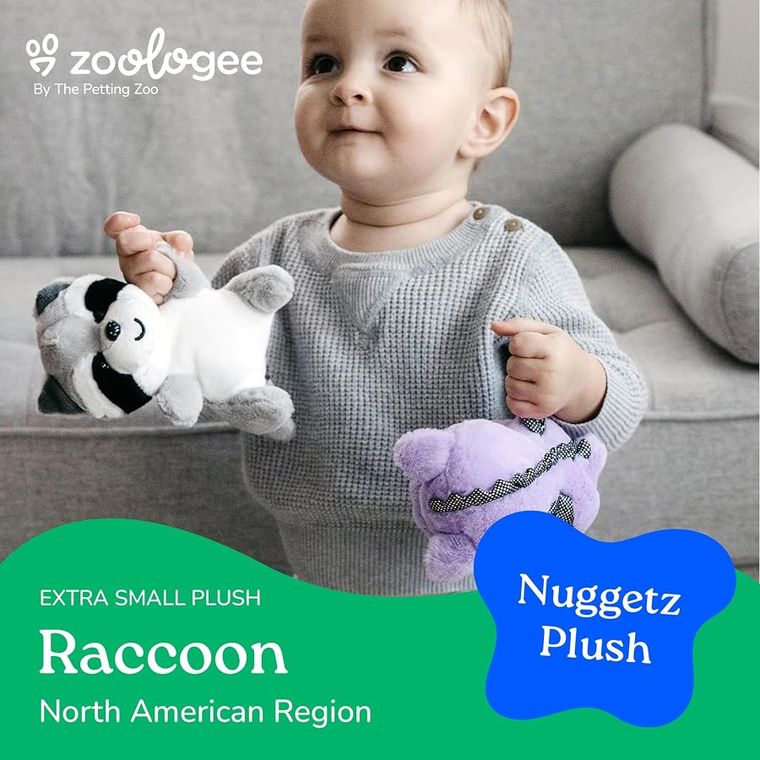 Raccoon Stuffed Animal Plushie, Nuggetz by Zoologee, view 3