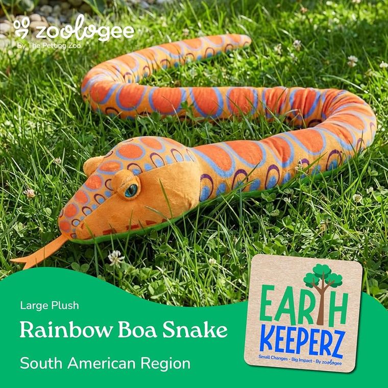 Rainbow Boa Snake Stuffed Animal Plushie by Zoologee, view 3