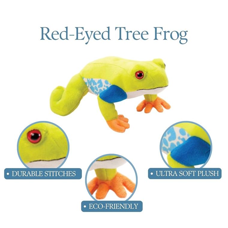 Red-Eyed Tree Frog Stuffed Animal Plushie, Wild Onez by Zoologee, view 3