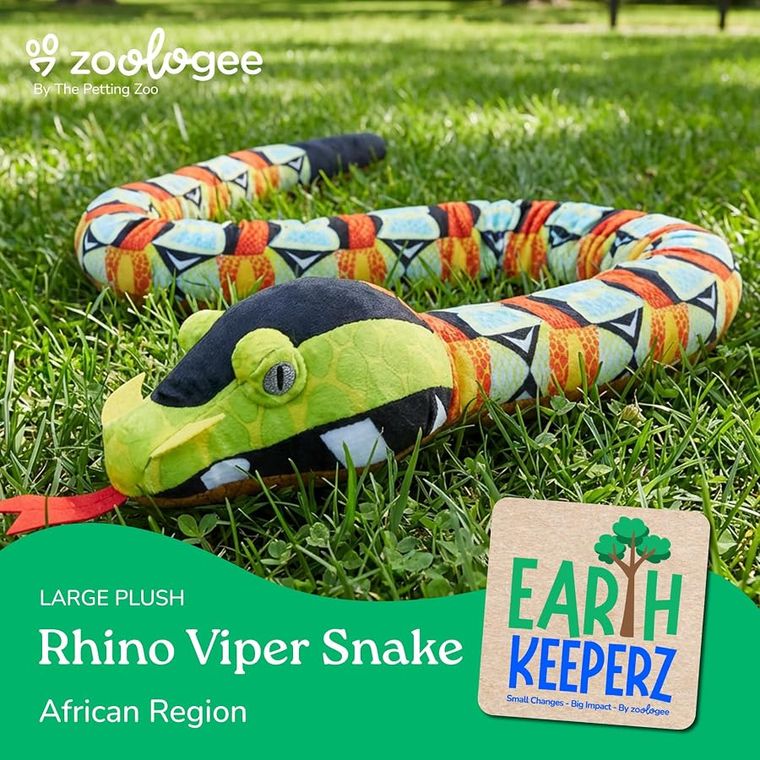 Rhino Viper Snake Stuffed Animal Plushie by Zoologee, view 3