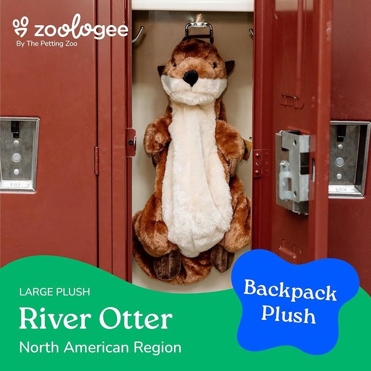 River Otter Plush Backpack Stuffed Animal by Zoologee, view 3