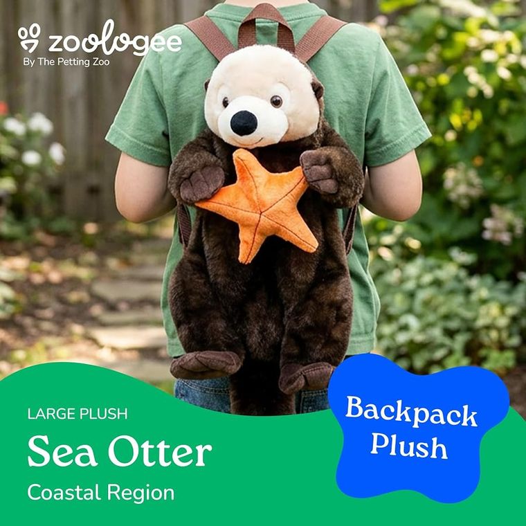 Sea Otter Plush Backpack Stuffed Animal by Zoologee, view 3