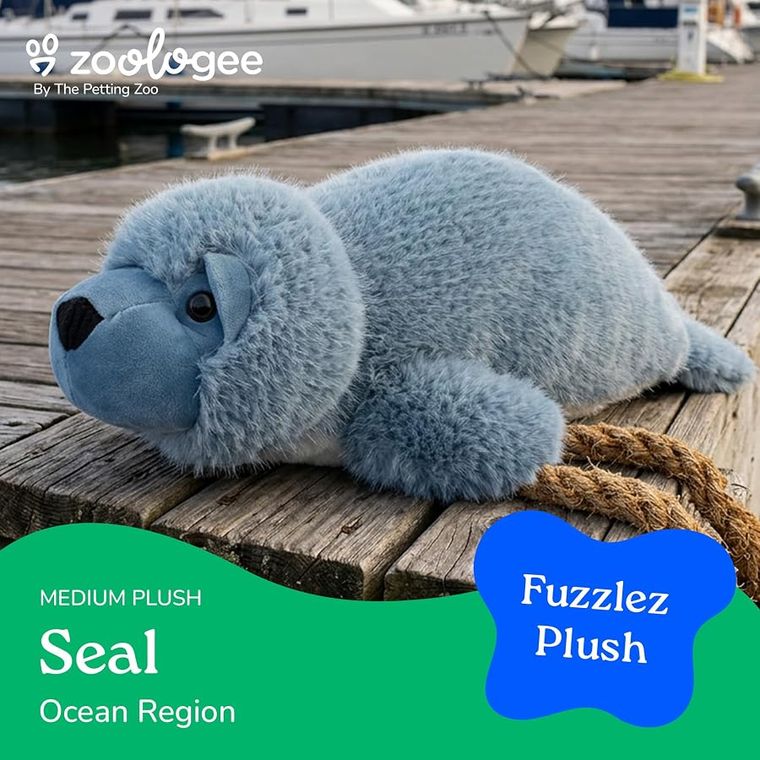 Seal Stuffed Animal Plushie, Fuzzlez by Zoologee, view 3