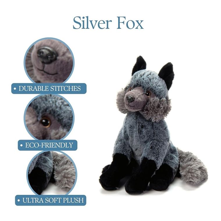 Silver Fox Stuffed Animal, Wild Onez by Zoologee, view 3