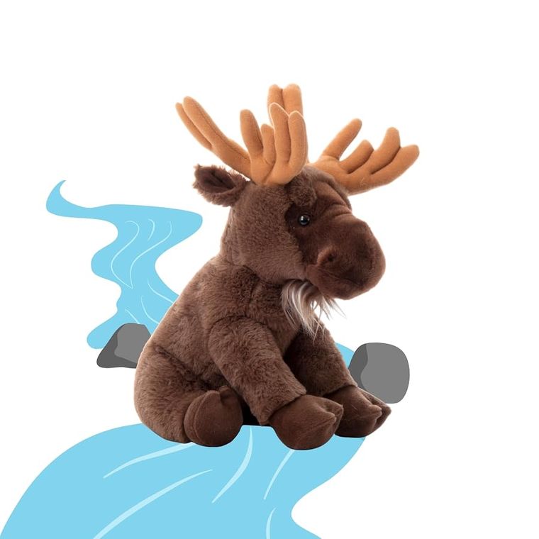 Sitting Moose Stuffed Animal, Wild Onez by Zoologee, view 2