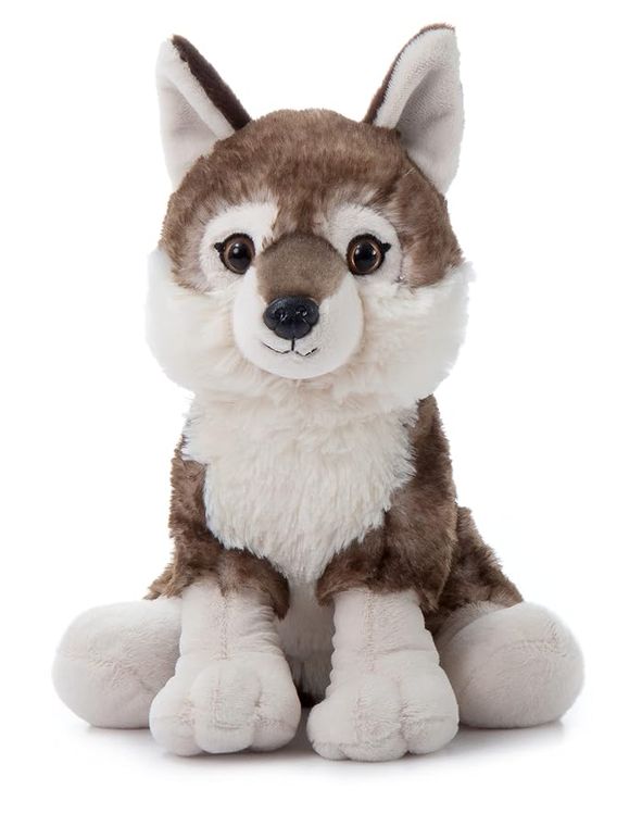 Sitting Timber Wolf Stuffed Animal Plush, Wild Onez by Zoologee, view 2