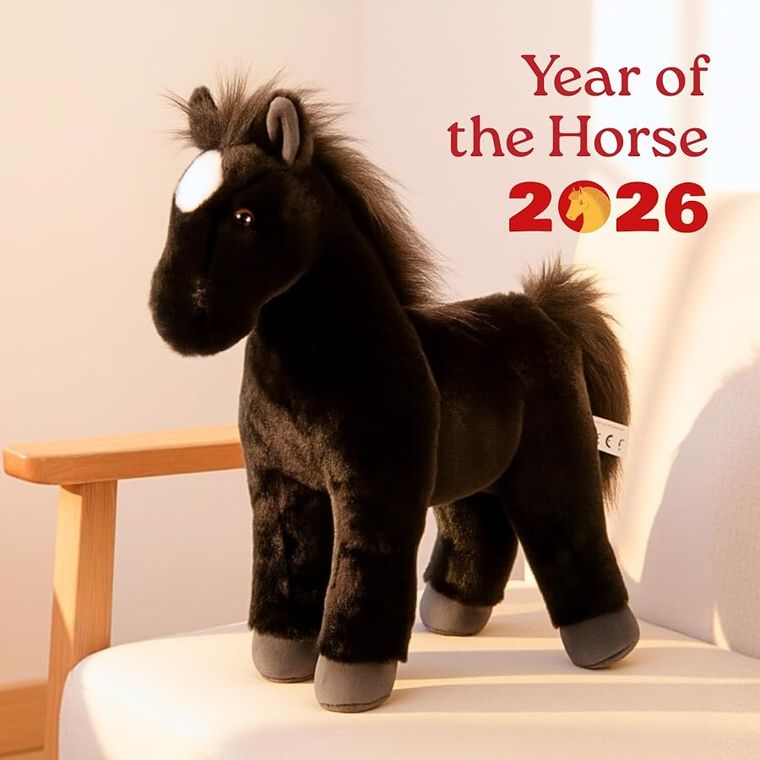 Standing Black Horse Stuffed Animal Plush, Wild Onez by Zoologee, view 3