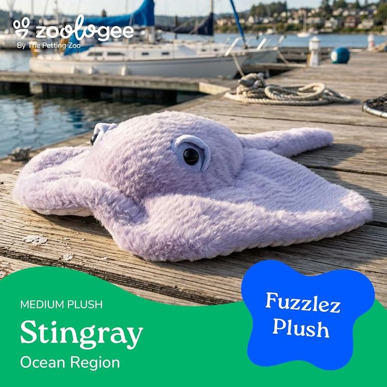 Stingray Stuffed Animal Plushie, Fuzzlez by Zoologee, view 3