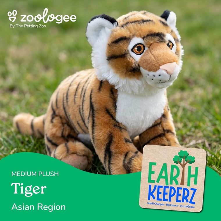 Tiger Stuffed Animal Plushie by Zoologee, view 3