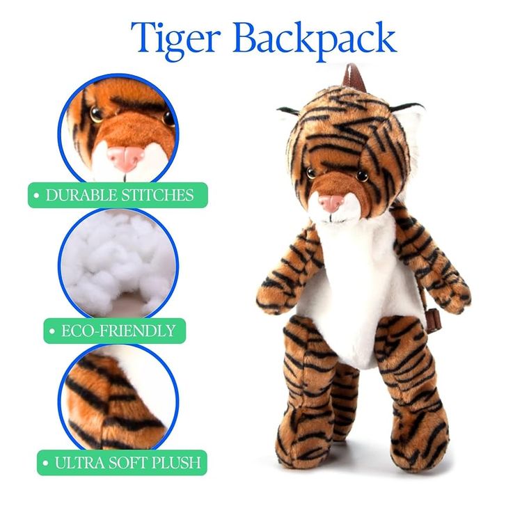 Tiger Plush Backpack Stuffed Animal by Zoologee, view 3