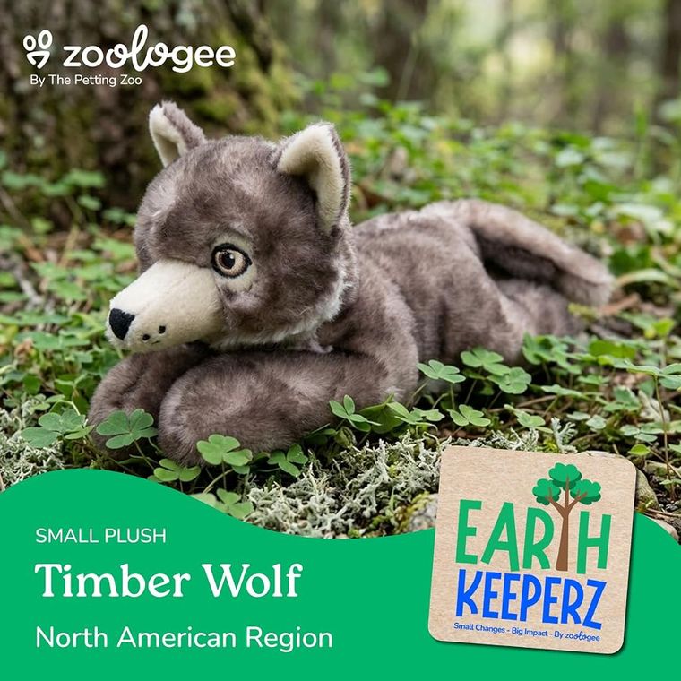 Timber Wolf Stuffed Animal Plushie by Zoologee, view 3