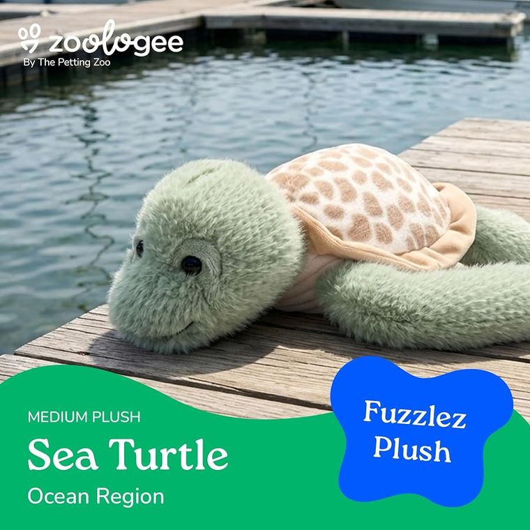 Tortoise Sea Turtle Stuffed Animal Plushie, Fuzzlez by Zoologee, view 3