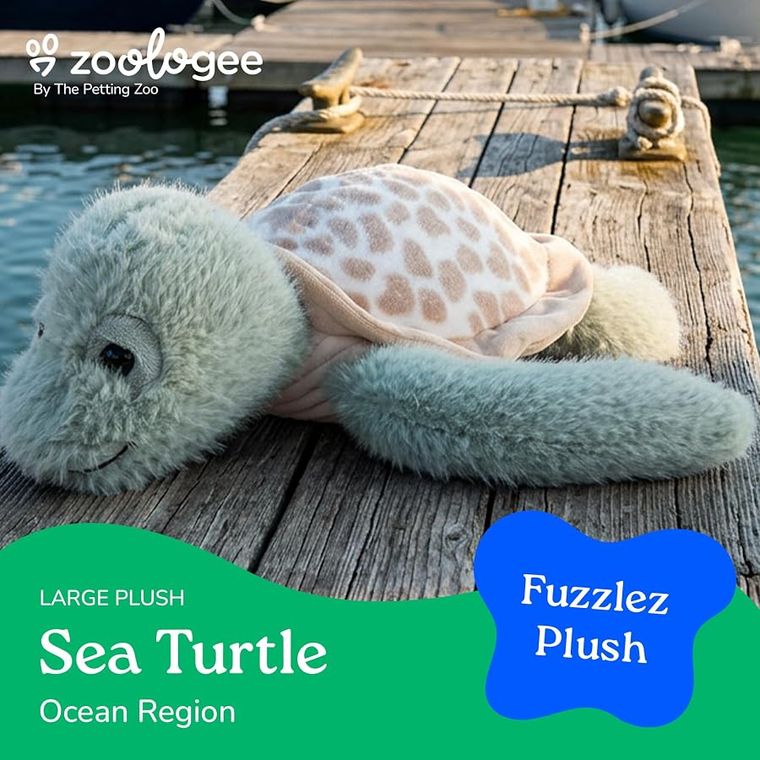 Tortoise Sea Turtle Stuffed Animal Plushie, Fuzzlez by Zoologee, view 3