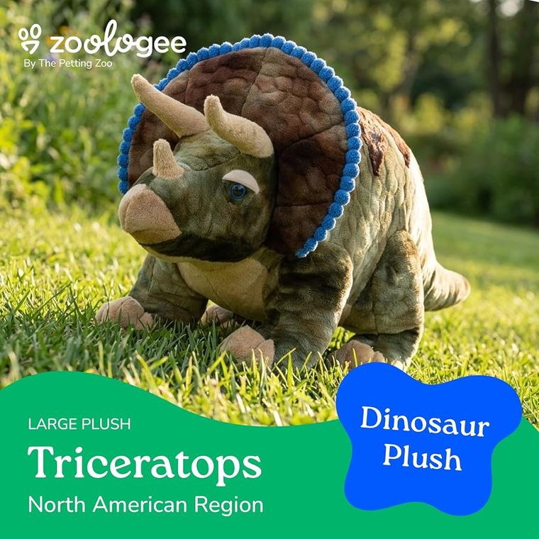 Triceratops Stuffed Animal Plushie by Zoologee, view 3