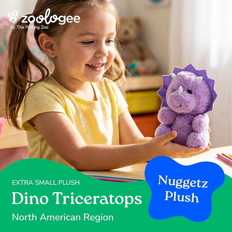 Triceratops Dinosaur Stuffed Animal Plushie, Nuggetz by Zoologee, view 3