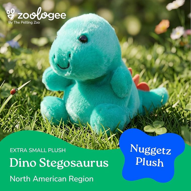 Turquoise Stegosaurus Stuffed Animal Plushie, Nuggetz by Zoologee, view 3