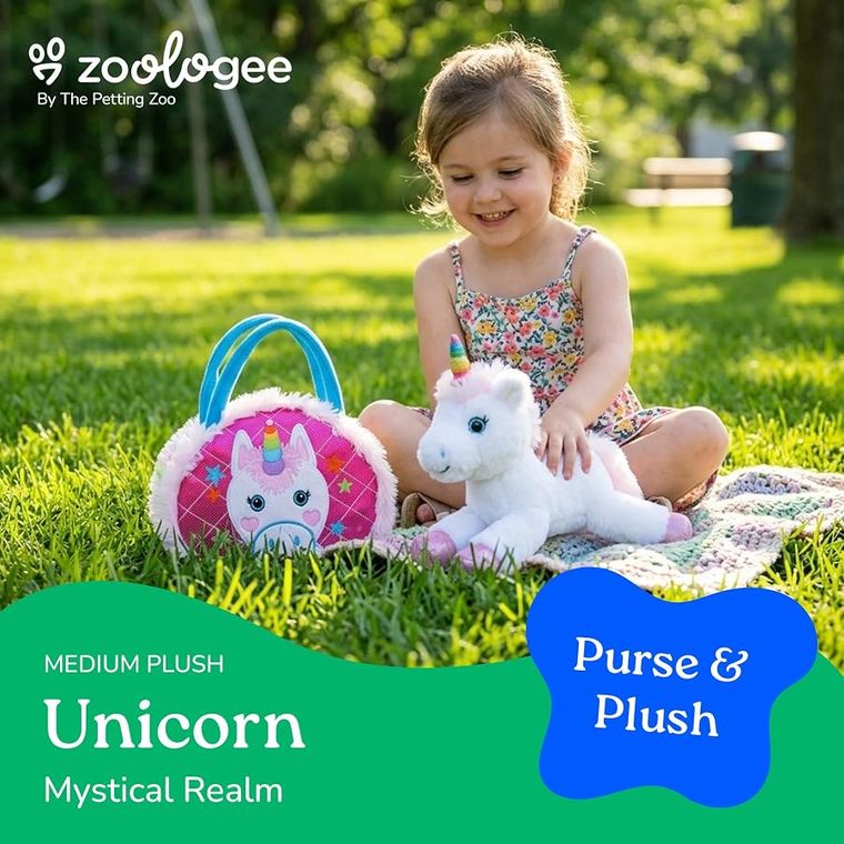 Unicorn Purse Plush Set Stuffed Animal by Zoologee, view 3