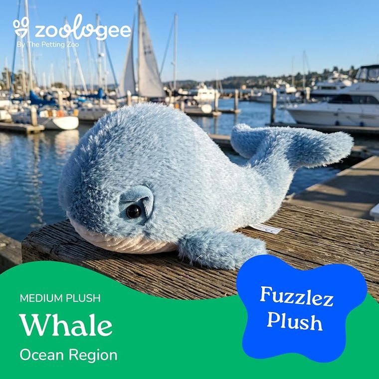 Whale Stuffed Animal Plushie, Fuzzlez by Zoologee, view 3