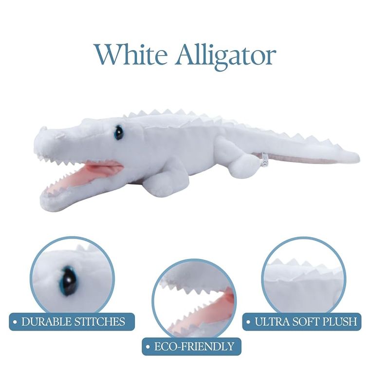 White Alligator Stuffed Animal Plushie, Wild Onez by Zoologee, view 3