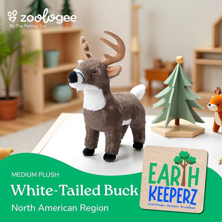 White-Tailed Buck Stuffed Animal Plushie by Zoologee, view 3