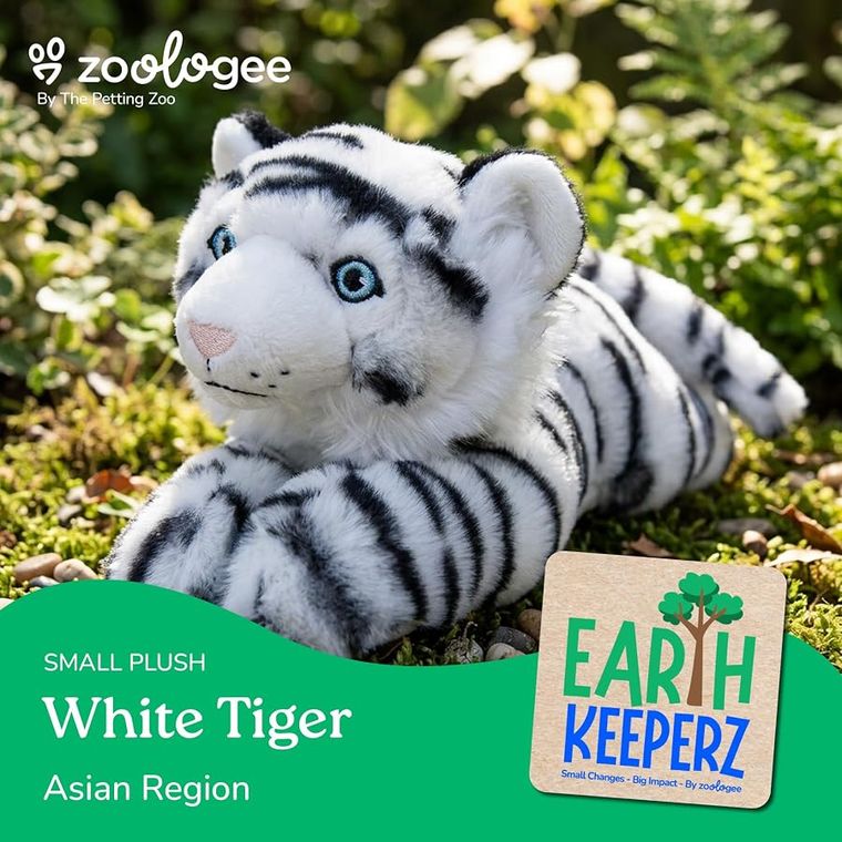 White Tiger Stuffed Animal Plushie by Zoologee, view 3