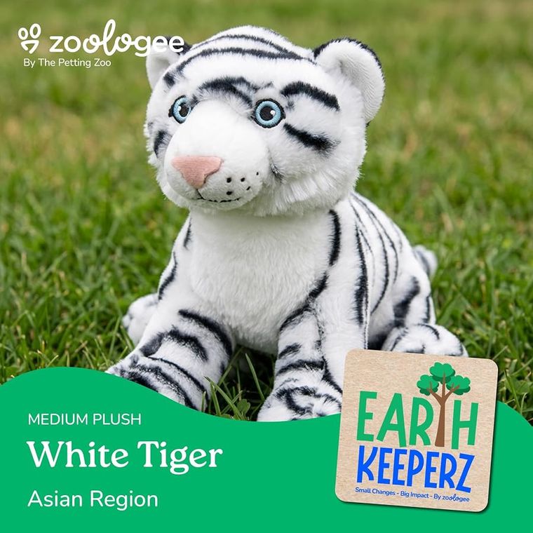 White Tiger Stuffed Animal Plushie by Zoologee, view 3
