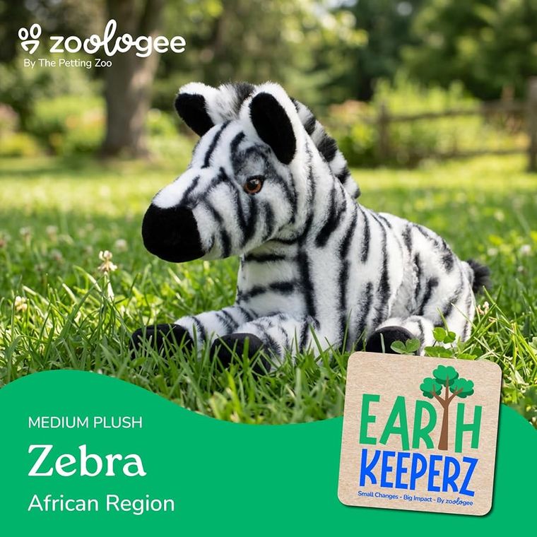 Zebra Stuffed Animal Plushie by Zoologee, view 3