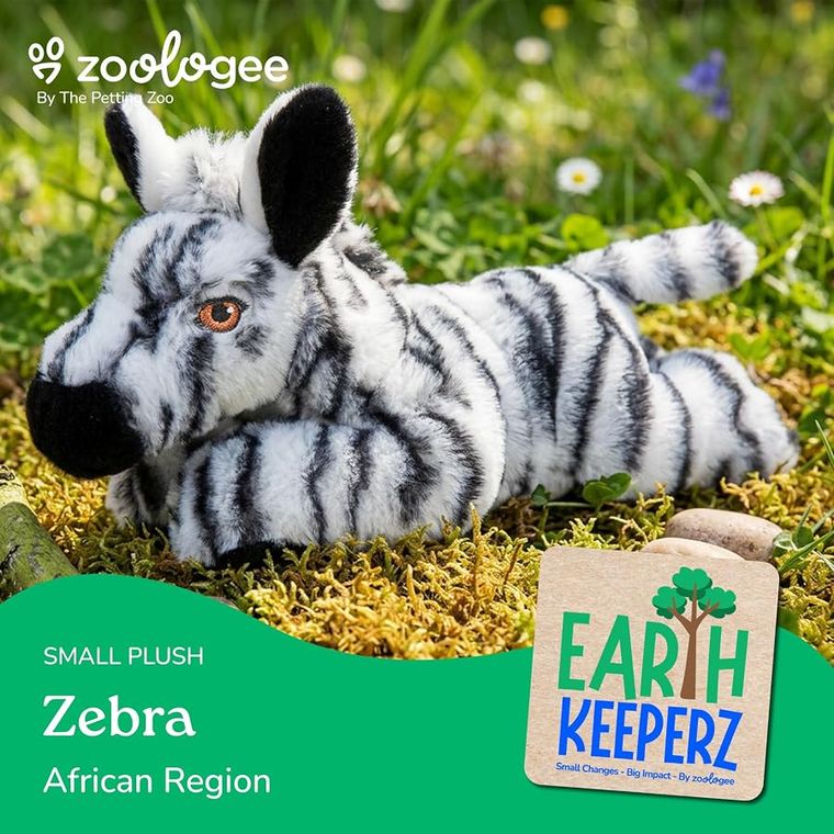 Zebra Stuffed Animal Plushie by Zoologee, view 3